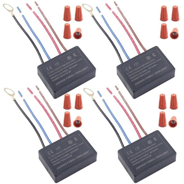 4 stuks tafellamp touch-schakelaar led-dimmer 230 V 4-weg touch-sensor dimmer touch-dimmer-module voor dimbare leds lampschakelaarkit met bedradingskappen