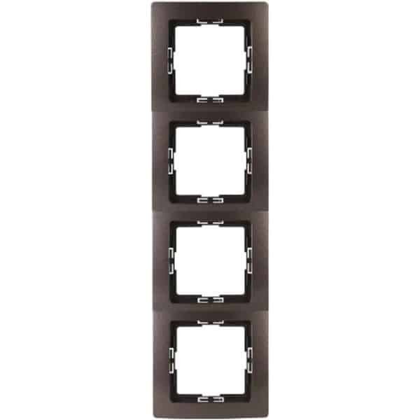 Afdekraam 4-voudig voor schakelmateriaal in rozenhout-bruin