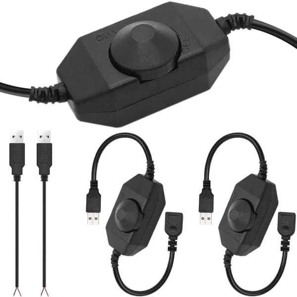 Dimmer USB-vrouwelijk naar mannelijk kabel met dimbare draaischakelaar Controller 5V LED-lichtslangschakelaar Verstelbare schakelaar 2 stuks