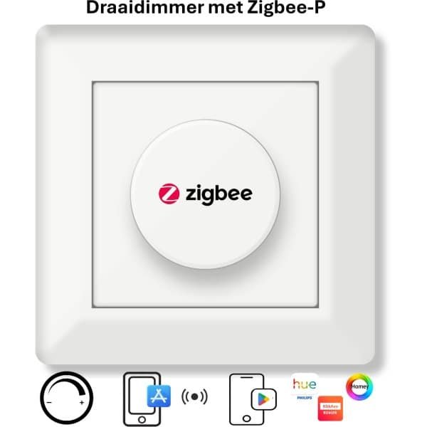 Freelux Draaiknop | Zigbee-P | Led Dimmer | 230VAC - 250VA/1,1A | Zuiver wit glans