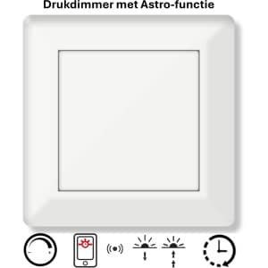 Freelux Drukknop | Astro Tijdschakelaar | Bluetooth | Led Dimmer | 2-polig | 230VAC - 300VA/1,3A_2P | Zuiver wit glans