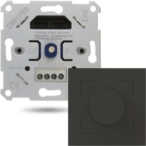 LED Dimmer - 3-200W - Universele LED Dimmer Inclusief Afdekplaat Zwart - Led Dimmer Inbouw - Dimmer Schakelaar - Dimmer afdekraam