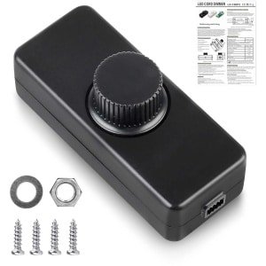 Ynkkvre - LED dimmer - draaibare snoerdimmer 220-240V - geschikt voor dimbare LED en halogeenlampen - 3-100W - eenvoudig te installeren - zwart