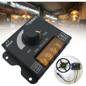 Dimmer voor LED-strips - DC 12V 24V, helderheidsregelaar, lichtbalk PWM regelaar 30A (zwart)
