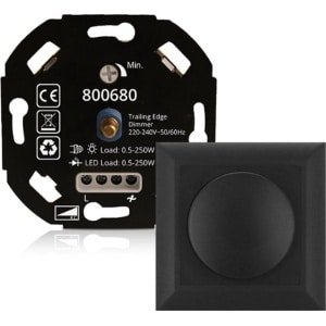 LED Dimmer 0,5-250W Universeel - Inbouw Dimmer met Afdekplaat - Geschikt voor LED Lampen - Inclusief Afdekraam