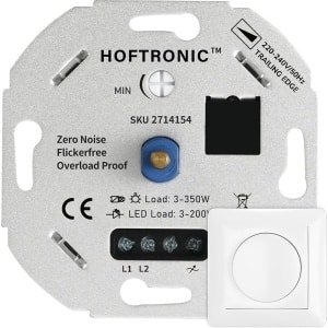 LED dimmer - 3-200 watt - Geschikt voor fase afsnijding - Universeel - Incl. wit afdekraam en draaiknop