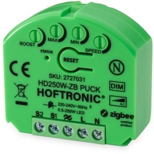 Zigbee Smart Puck LED Dimmer - 0,5-250W - Fase-afsnijding - Pulsdrukker/app - Multiway