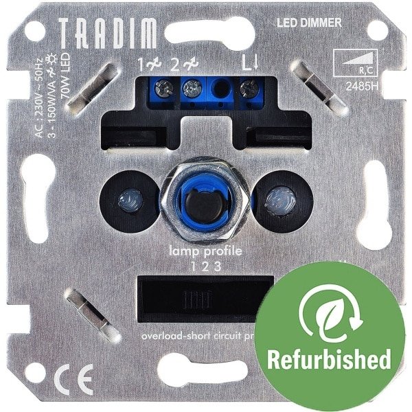 230V universele led muurdimmer instelbaar 3-150W voor dimbare led verlichting | Tradim 2485H - REFURB 230V universele led muurdimmer instelbaar 3-150W voor dimbare led verlichting | Tradim 2485H - REFURB