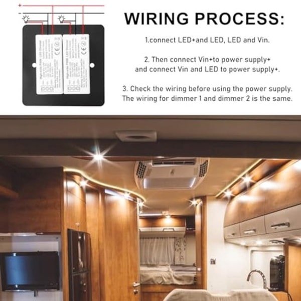 DC12V-24V LED-dimmer: dubbele RV-dimmer 120W 5A PWM 2-weg draaischakelaar voor camper/camper/boot/vrachtwagen LED-strips caravan DC12V-24V LED-dimmer: dubbele RV-dimmer 120W 5A PWM 2-weg draaischakelaar voor camper/camper/boot/vrachtwagen LED-strips caravan