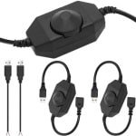 Dimmer USB-vrouwelijk naar mannelijk kabel met dimbare draaischakelaar Controller 5V LED-lichtslangschakelaar Verstelbare schakelaar 2 stuks