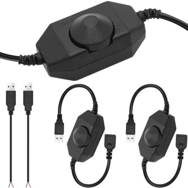 Dimmer USB-vrouwelijk naar mannelijk kabel met dimbare draaischakelaar Controller 5V LED-lichtslangschakelaar Verstelbare schakelaar 2 stuks Dimmer USB-vrouwelijk naar mannelijk kabel met dimbare draaischakelaar Controller 5V LED-lichtslangschakelaar Verstelbare schakelaar 2 stuks