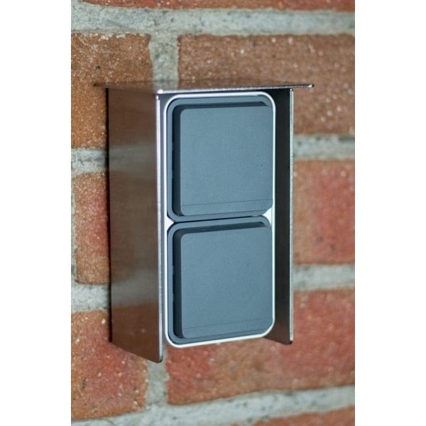 Dubbel Stopcontact Buiten RVS IP55 met Schakelmateriaal - Weerbestendig Tuinstopcontact Dubbel Stopcontact Buiten RVS IP55 met Schakelmateriaal - Weerbestendig Tuinstopcontact