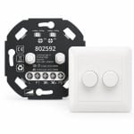 Duo LED Dimmer 2x 0-200W (Fase-afsnijding) - Dubbele dimmer (met knoppen & afdekraam)
