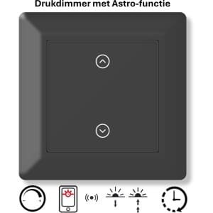 Freelux - Led Dimmer - Astro-schakelklok met app - 230VAC - 3-250W/1,1A - Pijlopdruk - Inbouw - Stopcontact - Signaal zwart mat gelakt