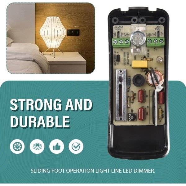 SnelShoppen - 220V Voetdimmer Schakelaar, Voetbediende LED Dimmer met Volledige Bereik, Inline Slider voor Tafellampen, Nachtlampen, Decoratielampen SnelShoppen - 220V Voetdimmer Schakelaar, Voetbediende LED Dimmer met Volledige Bereik, Inline Slider voor Tafellampen, Nachtlampen, Decoratielampen