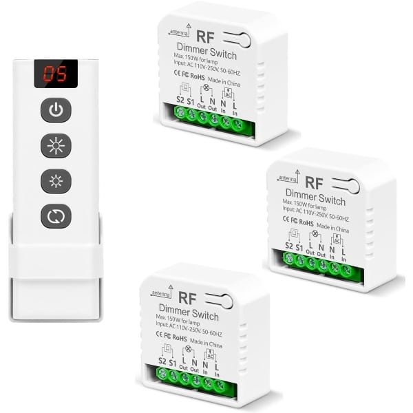 SnelShoppen - Draadloze Dimmer Dimbare Lichtschakelaar met Afstandsbediening AC 230V voor LED Halogeen 10W tot 150W - Ideaal voor Thuis, Tuin en Feest SnelShoppen - Draadloze Dimmer Dimbare Lichtschakelaar met Afstandsbediening AC 230V voor LED Halogeen 10W tot 150W - Ideaal voor Thuis, Tuin en Feest