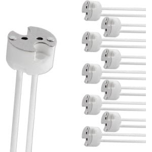 SnelShoppen - GU5.3 Fitting met 14 cm Siliconen Kabel, 12V-250V 2A Max 100W, Keramische MR16 Socket voor LED en Halogeen Spotlights, Set van 10