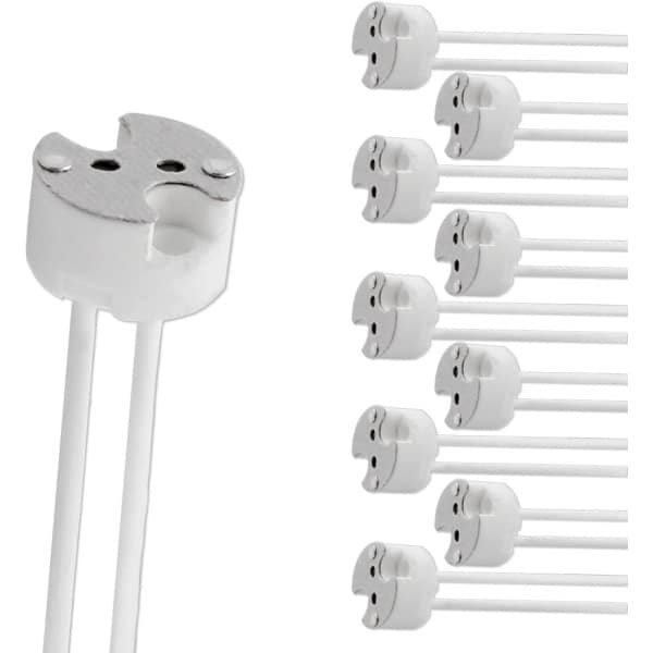 SnelShoppen - GU5.3 Fitting met 14 cm Siliconen Kabel, 12V-250V 2A Max 100W, Keramische MR16 Socket voor LED en Halogeen Spotlights, Set van 10