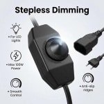 SnelShoppen - LED Dimmer Kabel 2 m met Schakelaar, Stepless Dimming voor Vloerlampen, Flat Europese Stekker, Zwart, Ideaal voor Thuis, Feest en Campin