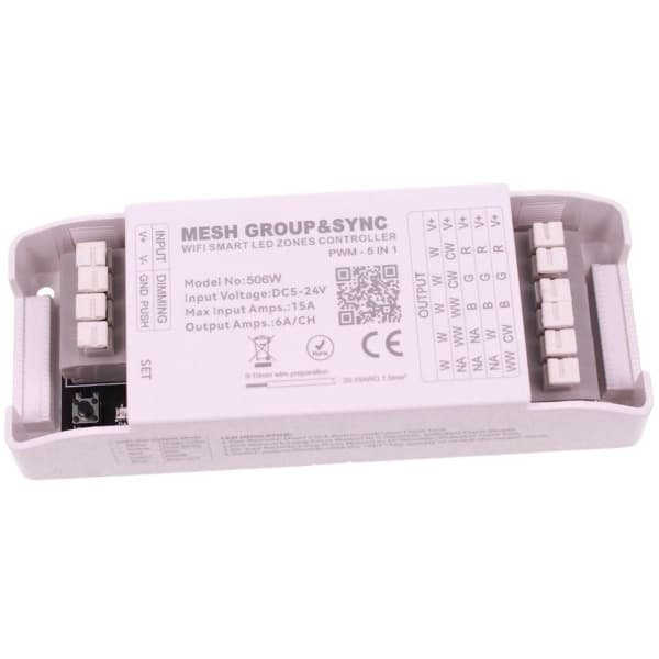SnelShoppen - LED Dimmer Push WIFI RF 2.4G 5 in 1 voor Monochrome LED-strips, CCT, RGB, RGBW en RGBCCT - Dimbare Verlichting tot 360W, 15A Max