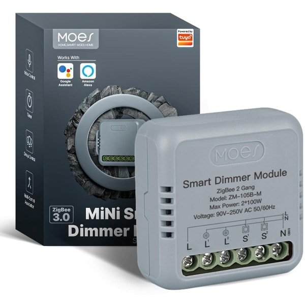 SnelShoppen - Mini ZigBee LED Dimmer Switch Module, Slimme Flush-Mounted Dimmer voor Alexa en Google Home, 2 Kanalen, Compact 40x40mm, Ideaal voor Thu SnelShoppen - Mini ZigBee LED Dimmer Switch Module, Slimme Flush-Mounted Dimmer voor Alexa en Google Home, 2 Kanalen, Compact 40x40mm, Ideaal voor Thu