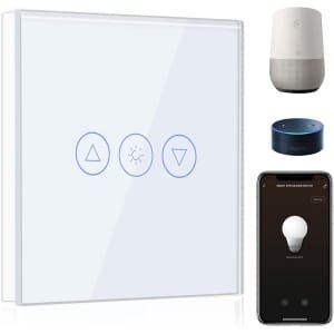 SnelShoppen - Smart Dimmer Switch WiFi 1 Weg, Dimbare Lichtschakelaar voor LED en Fluorescentie, Compatibel met Alexa en Google Home, Wit met Smart Li