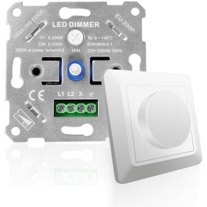 Thijox - Dimmer Schakelaar 220-240 V, LED-Dimmer voor LED-lampen, Gloeilampen en Halogeenlampen, Roterende Faseafsnijdingsdimmer met Selecteerbare Min