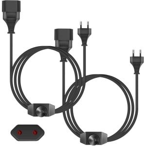 Thijox - Led-dimmer met 2 m kabel - 2 stuks dimmer schakelaar voor LED lampen - Traploos dimbaar 220-250 V/100 W max - Draaibare dimmer voor woonkamer