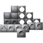 Wandcontactdoos Set - Schakelmateriaal - Woonkamer Inbouw - Mat Antraciet Design - 20 Delig