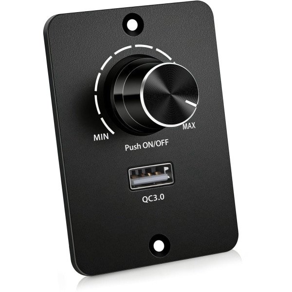 carmdering - LED-dimmer 12V - Dimmer Schakelaar - LED Dimmer - 5A, 60W, met USB poort, continu dimbaar 0-100% - Geen flikkering - Voor camper, boot en caravan - Eenvoudige installatie
