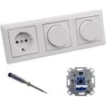 LED Dimmer Set - Draa dimmers - Verlichting Regelen - Compleet met Frame - System55 - Zuiver Wit Glanzend