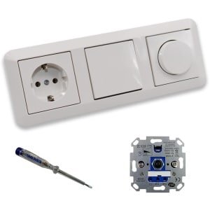 LED Dimmer Set - Draa dimmerschakelaar Inbouwdimmer - Verlichting Instellen - Fase-afsnijdimmer - 1-M Module - Poolwit Glanzend
