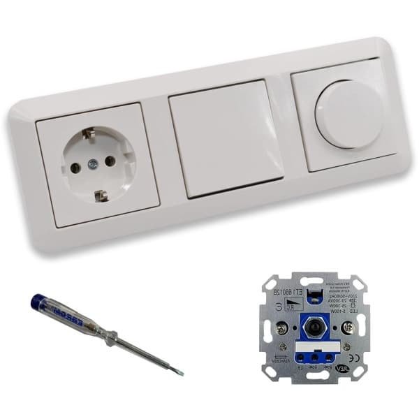 LED Dimmer Set - Draa dimmerschakelaar Inbouwdimmer - Verlichting Instellen - Fase-afsnijdimmer - 1-M Module - Poolwit Glanzend LED Dimmer Set - Draa dimmerschakelaar Inbouwdimmer - Verlichting Instellen - Fase-afsnijdimmer - 1-M Module - Poolwit Glanzend