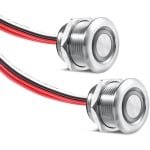 SnelShoppen - 2 x 12V LED Dimmer PWM Schakelaar, RVS Drukknop voor Camper, Boot, Auto Verlichting, Dimbare LED Strip, 19mm Gat, 6A Inbouw