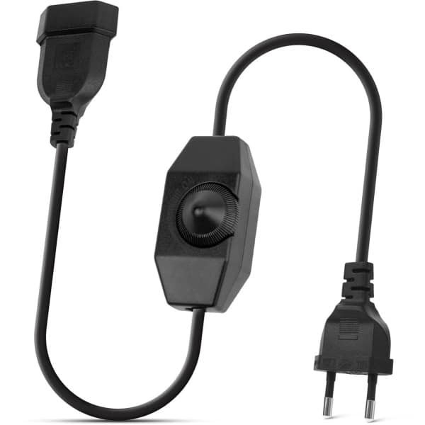 SnelShoppen - LED Dimmer met Schakelaar, 2m Snoer (Stekker + Socket) 230V voor LED Lampen 100W Max, Oneindig Dimbaar, Rotatie Dimmer voor Thuisgebruik