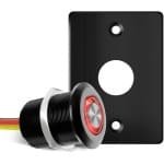 SnelShoppen - Push Button Dimmer Switch 12V/24V voor Camper, Boot, Truck, Auto Verlichting - Aluminium Zwart met Rode Ring LED - 6A