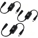 SnelShoppen - Set van 3 LED Touch inline dimmers, LED strip dimmer schakelaar 12V 24V 1.5A helderheidscontroller met aan/uit functie voor sfeervolle v
