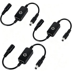 SnelShoppen - Set van 3 LED Touch inline dimmers, LED strip dimmer schakelaar 12V 24V 1.5A helderheidscontroller met aan/uit functie voor sfeervolle v