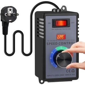 SnelShoppen - Speed Regulator 230V, Vermogensregelaar 10A 4000W, Dimmer met Overload Bescherming voor Motoren, Hoekslijpers, Blazers, EU Stekker