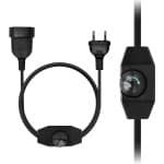 Thijox - LED-dimmer met schakelaar, 2 meter kabeldimmer voor dimbare LED-lampen 230V EU, geruisloze draaidimmer, stekker + stopcontact, zwart, ideaal