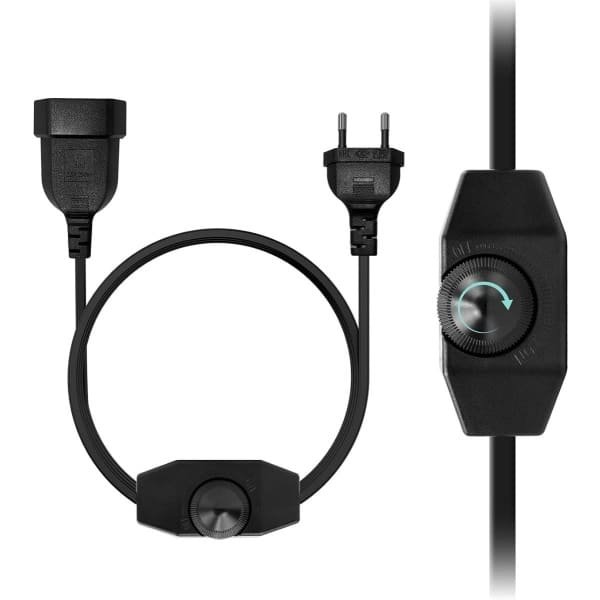 Thijox - LED-dimmer met schakelaar, 2 meter kabeldimmer voor dimbare LED-lampen 230V EU, geruisloze draaidimmer, stekker + stopcontact, zwart, ideaal