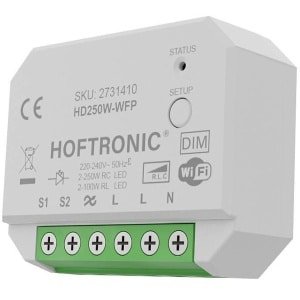 WiFi LED dimmer module - 0.5-250W - Pulsdimmer - Fase aan- en afsnijding - Wisselschakeling - HOFTRONIC-app (Tuya) - Mini Puck Dimmer