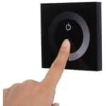 aladdien - Enkele Kleur Touch Panel Dimmer - LED Dimmer - Glazen Paneel - Zwart - Helderheid Instelbaar - Geschikt voor LED Light Strip - Zwart