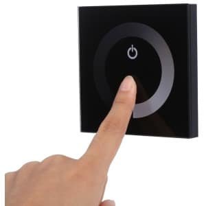 aladdien - Enkele Kleur Touch Panel Dimmer - LED Dimmer - Glazen Paneel - Zwart - Helderheid Instelbaar - Geschikt voor LED Light Strip - Zwart