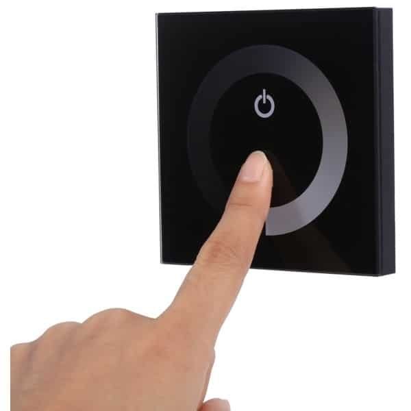 aladdien - Enkele Kleur Touch Panel Dimmer - LED Dimmer - Glazen Paneel - Zwart - Helderheid Instelbaar - Geschikt voor LED Light Strip - Zwart aladdien - Enkele Kleur Touch Panel Dimmer - LED Dimmer - Glazen Paneel - Zwart - Helderheid Instelbaar - Geschikt voor LED Light Strip - Zwart